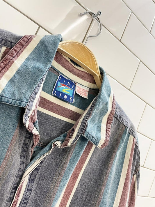 vintage 90s fine line faded stripe shirt - good market thrift store