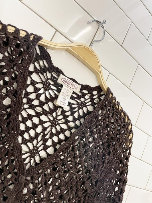 vintage 00s NR crochet knit cardigan top - good market thrift store