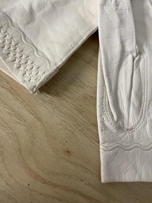 vintage white butter leather gloves
