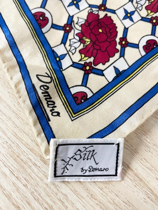 vintage demaro 100% silk foral stained glass scarf | hand - rolled edge - good market thrift store