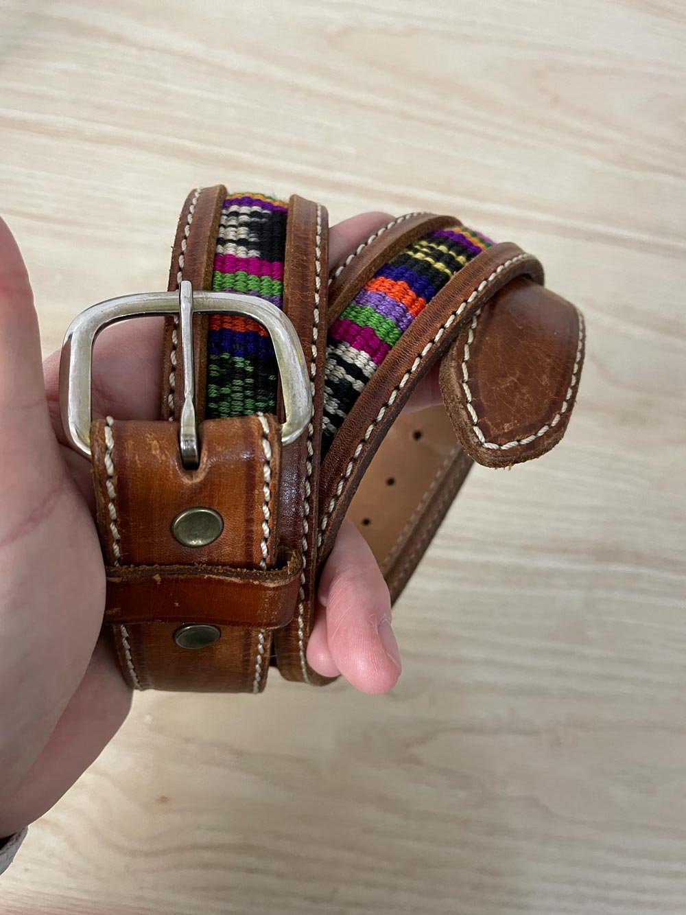 vintage boho woven inset leather belt