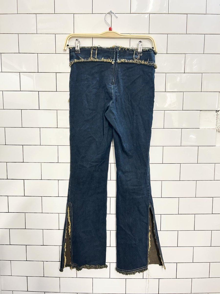 y2k candy rain made in usa frayed split flare jeans - good market thrift store