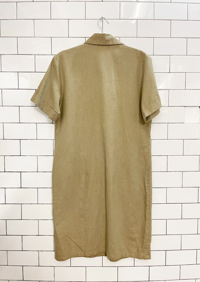 vintage 90s MJW studio linen - blend safari shirt dress - good market thrift store