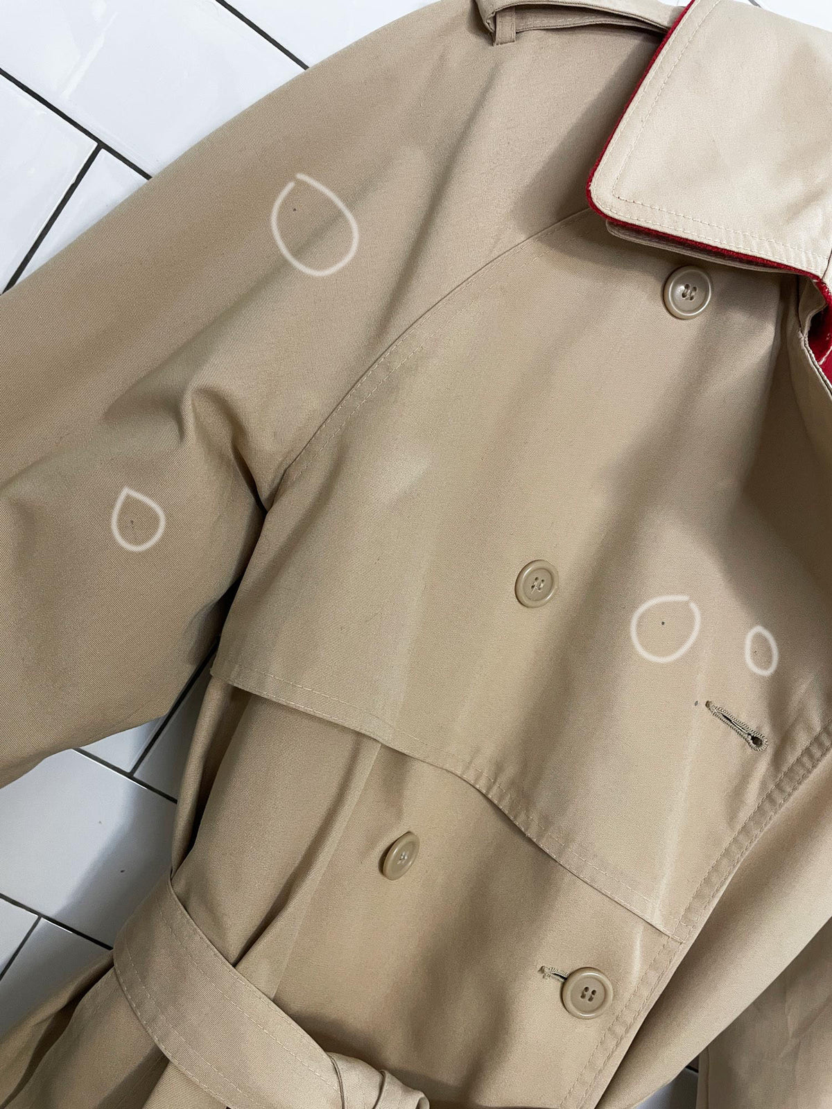 vintage weather chaser classic belted trench coat | removable wool-blend liner + double collar