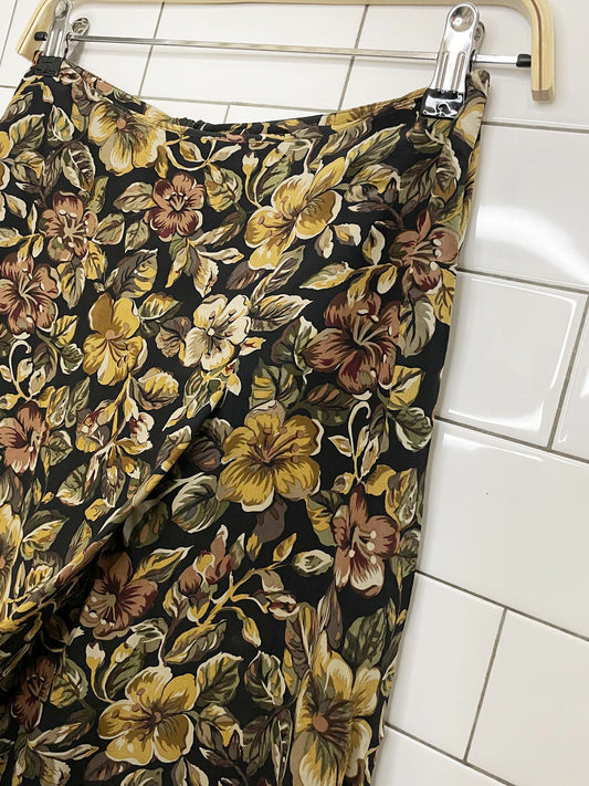 isda & co 100% silk floral faux wrap maxi skirt