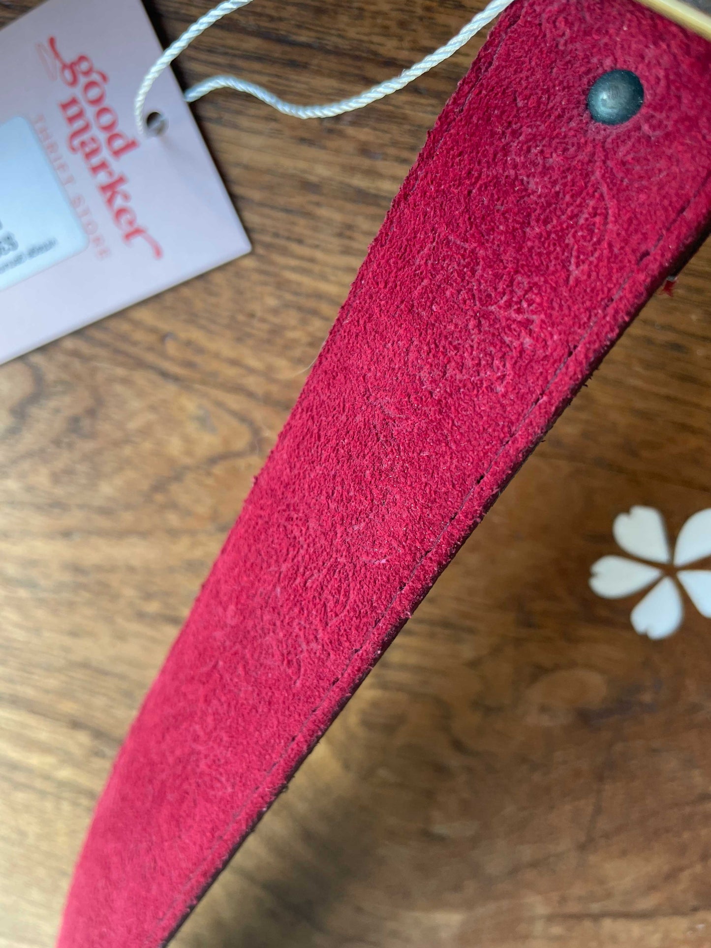 vintage 80s lady footlocker red suede belt