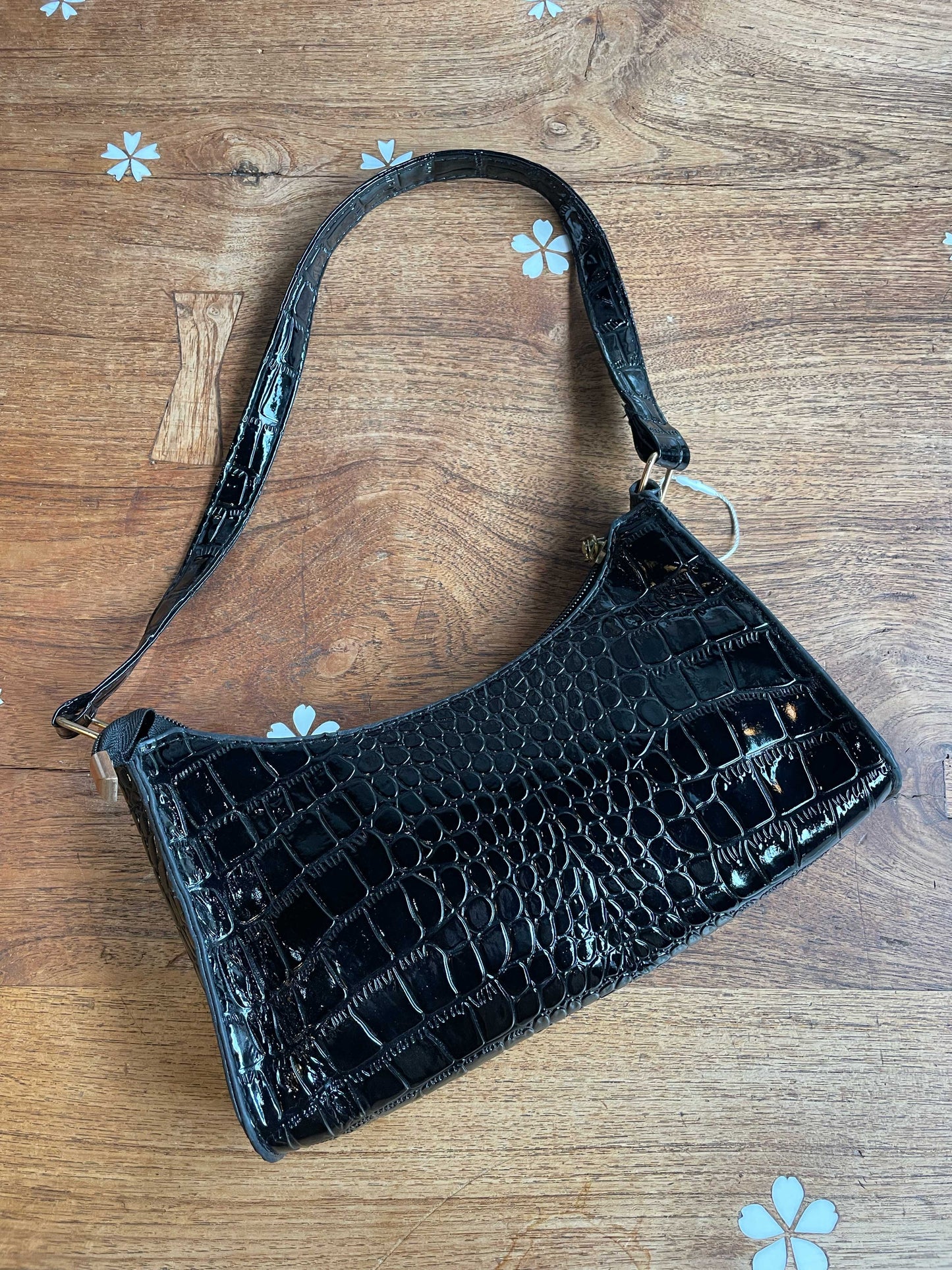 y2k faux croc embossed mini shoulder bag