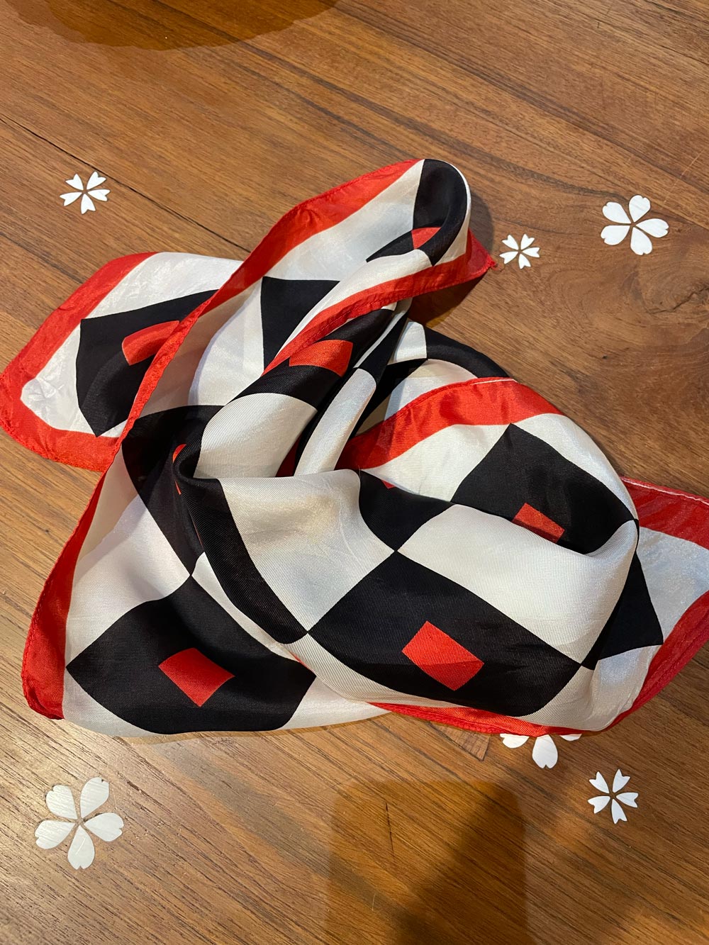vintage satin harlequin diamond scarf