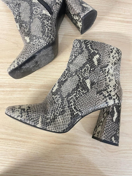 charles david snakeskin square toe heeled boots - good market thrift store