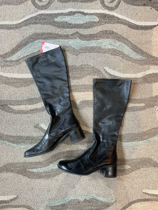 vintage 00s franco sarto stretch tall low heel boots