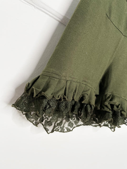 nwot the fairies pajamas cowl neck lace ruffle hem hooded romper