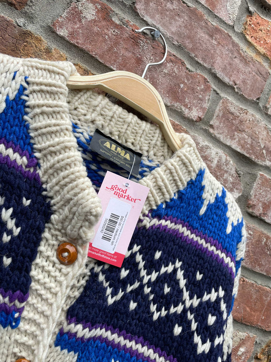 vintage alma handmade wool chunky cardigan jacket