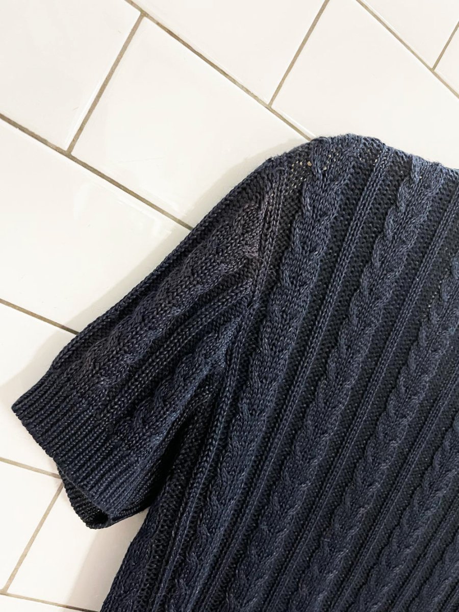 vintage 90s esprit cable knit minimal short sleeve sweater top - good market thrift store