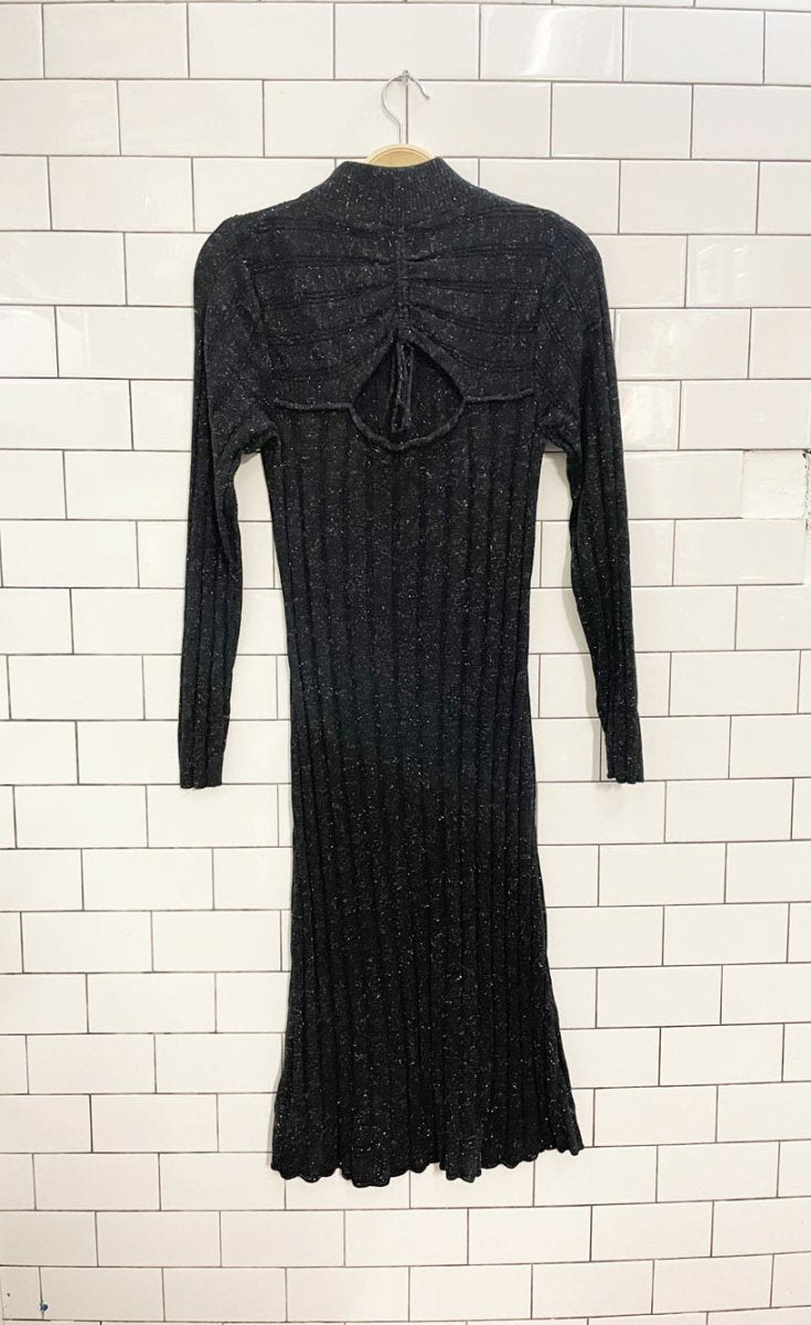 joie open back metallic ribbed knit midi dress - good market thrift store