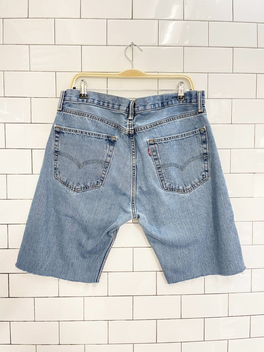 levi's baggy long denim cut off shorts - good market thrift store