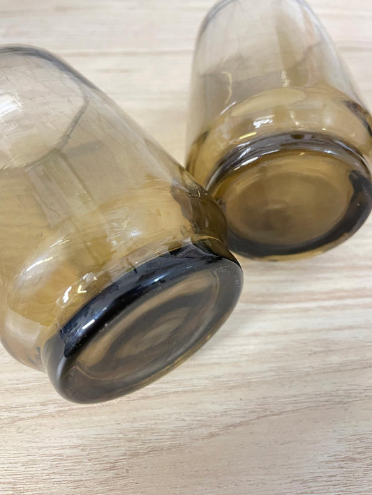 x2 vintage smoke glass tumblers - good market thrift store