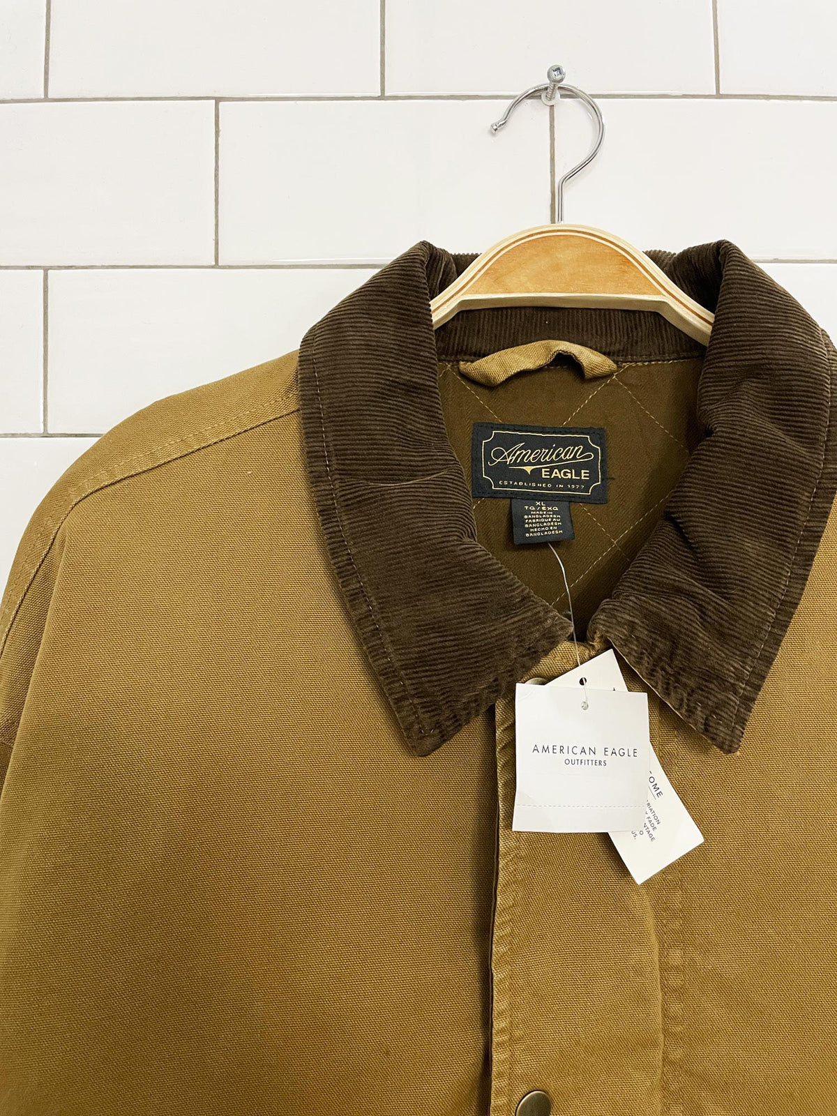 nwt american eagle corduroy collar canvas chore coat