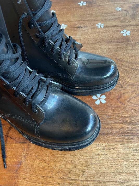 a.co transparent rubber lace up combat boot