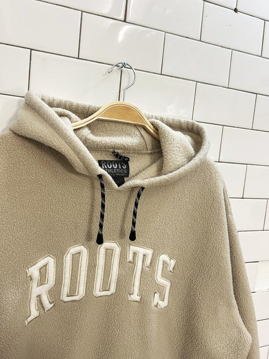 vintage 00s roots oversized cozy fleece hoodie - good market thrift store