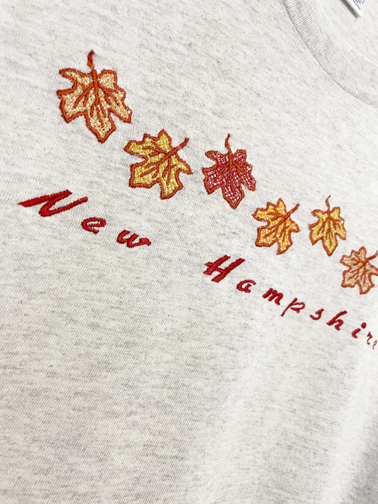 vintage new hampshire autumn leaves embroidered tee | delta