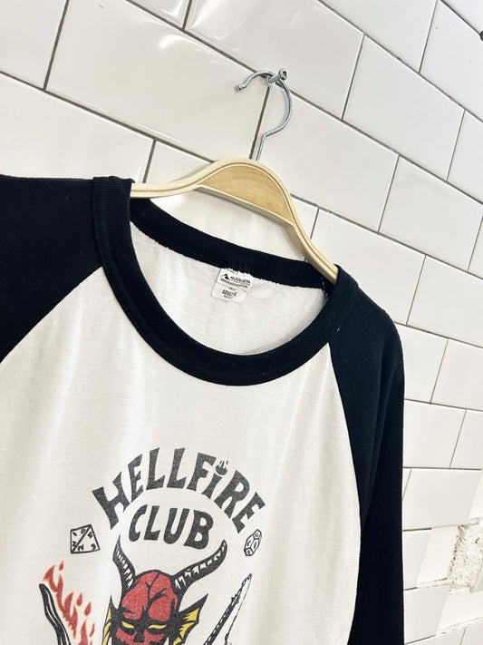 stranger things hellfire club oversized baseball tee - good market thrift store