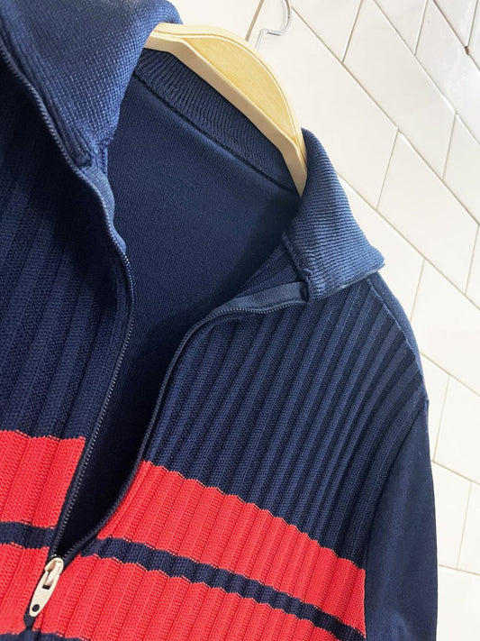 vintage 70s poly knit 1/4 zip polo - good market thrift store