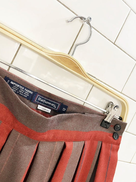 vintage hathaway 100% wool pleated big stripe midi skirt - good market thrift store