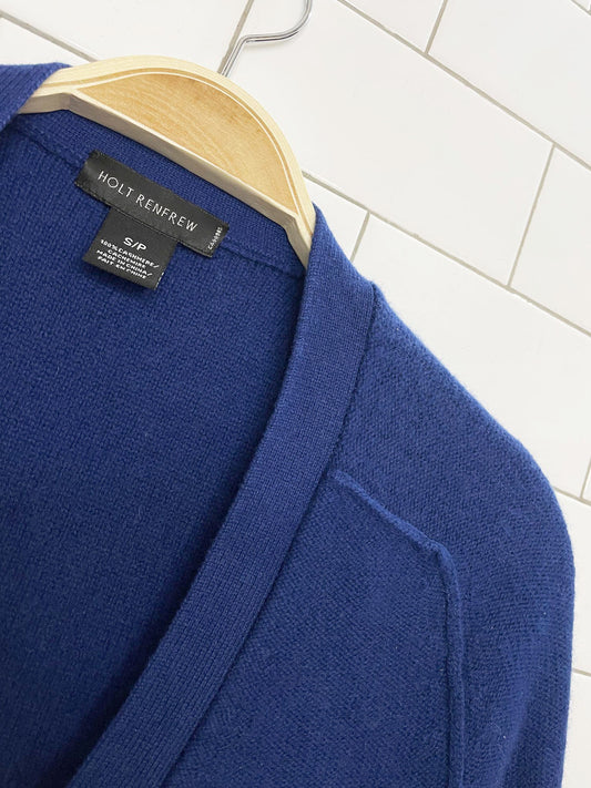 holt renfrew 100% cashmere low v-neck cardigan