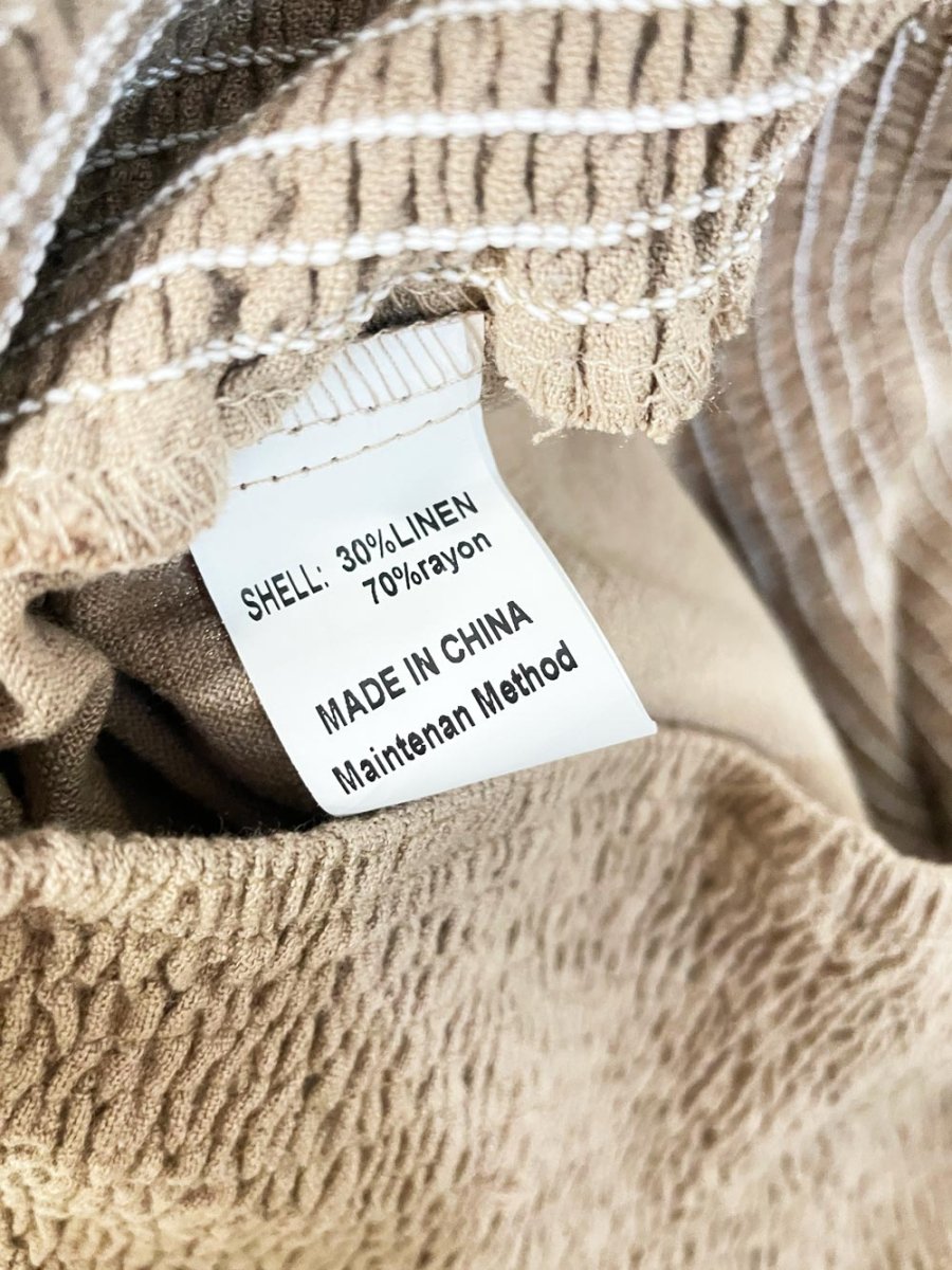 linen - blend smocked waist pleated wide leg pants - good market thrift store