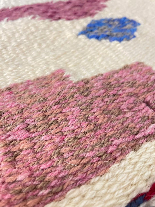 vintage wool hand - woven wall hanging - good market thrift store