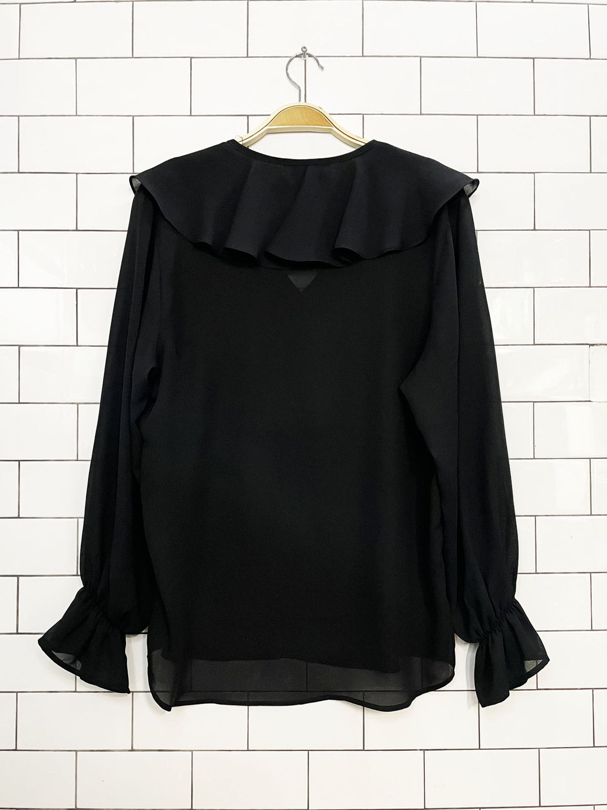 vintage blouseworks venture III ruffle v-neck sheer blouse | made in Canada