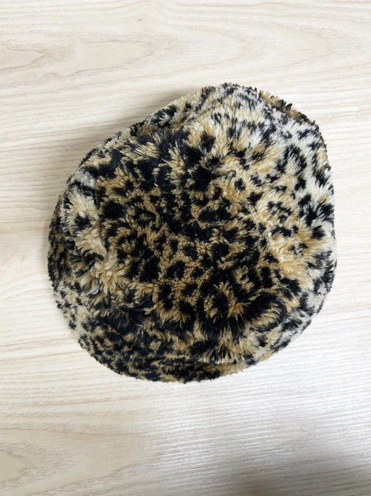 vintage 90s animal print faux fur bucket hat - good market thrift store