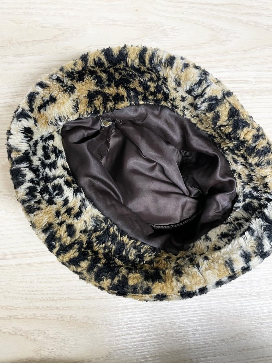 vintage 90s animal print faux fur bucket hat - good market thrift store