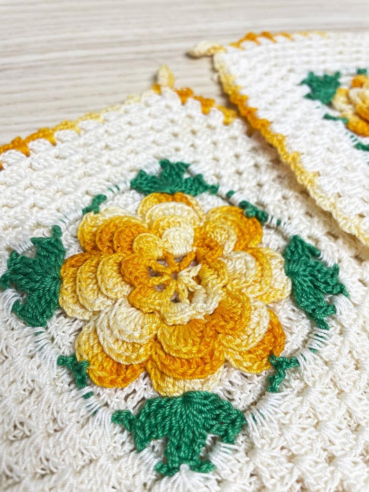 x3 vintage handmade crochet flower pot holders - good market thrift store