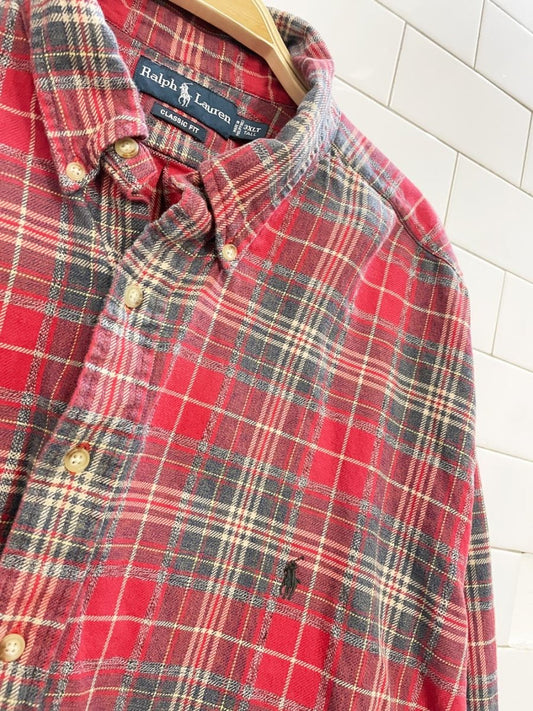vintage 90s polo ralph lauren plaid flannel shirt - good market thrift store