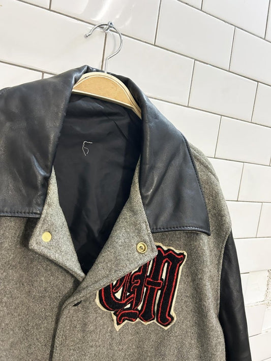 vintage 80s wool - leather varsity letter jacket - good market thrift store