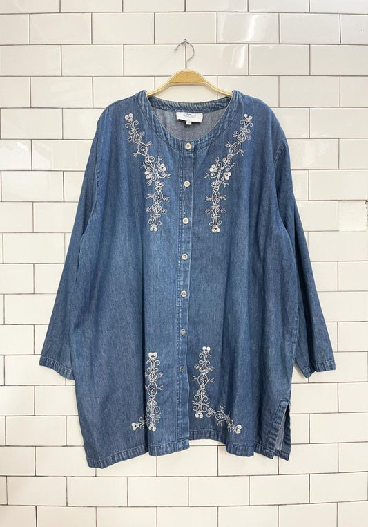 vintage 00s embroidered denim shirt - good market thrift store