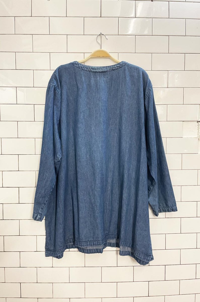 vintage 00s embroidered denim shirt - good market thrift store