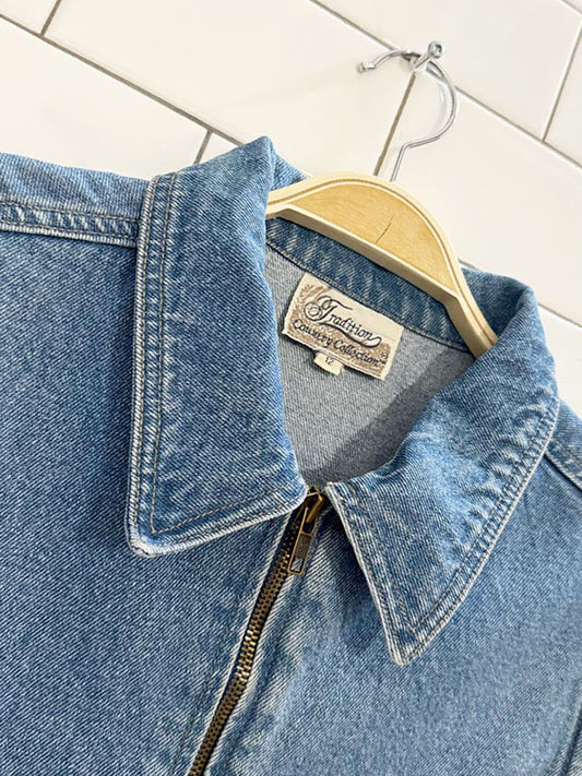 vintage tradition country collections full zip denim vest top
