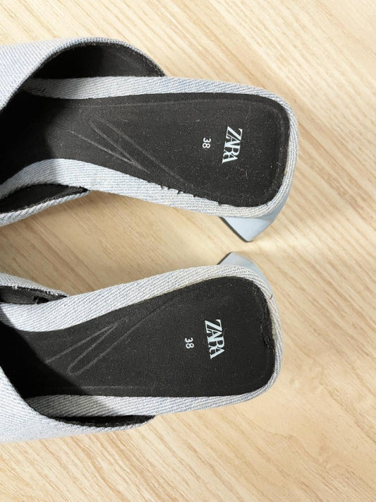 zara denim heeled sandals - good market thrift store