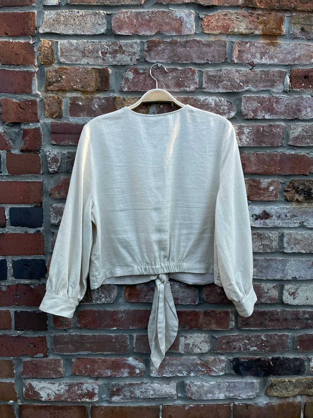 joie tie front linen-blend button down blouse