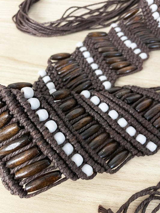 y2k boho beaded tie waist belt - good market thrift store