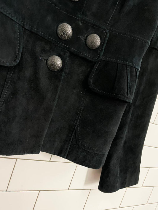 vintage 00s danier peplum hem suede jacket - good market thrift store
