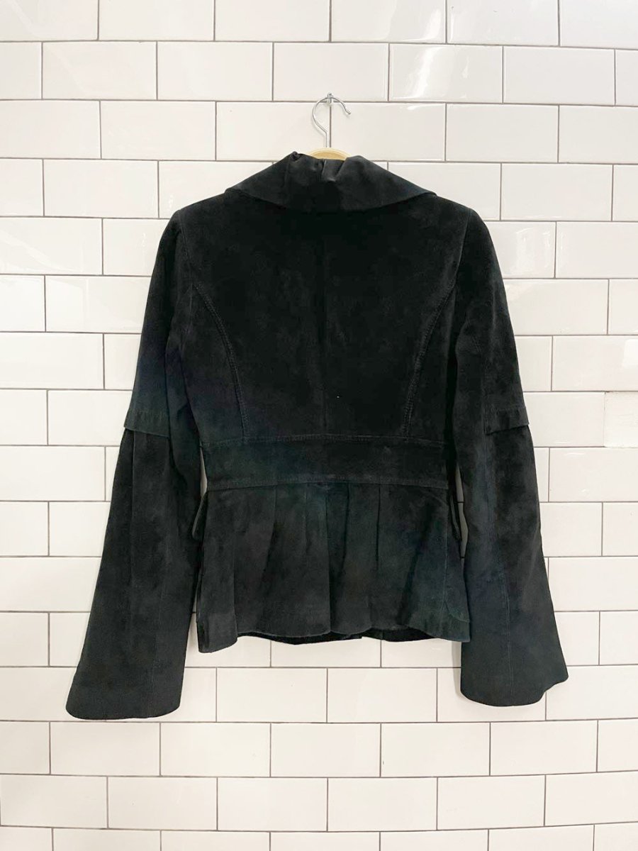 vintage 00s danier peplum hem suede jacket - good market thrift store