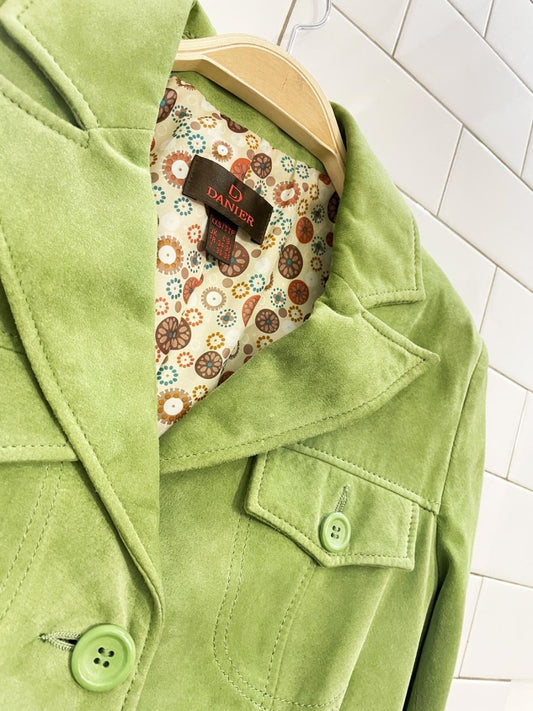 y2k danier lime green suede jacket - good market thrift store