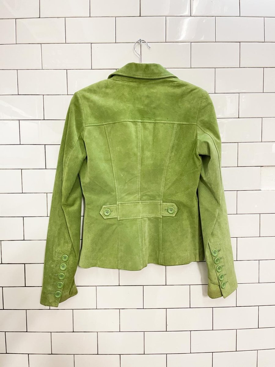 y2k danier lime green suede jacket - good market thrift store