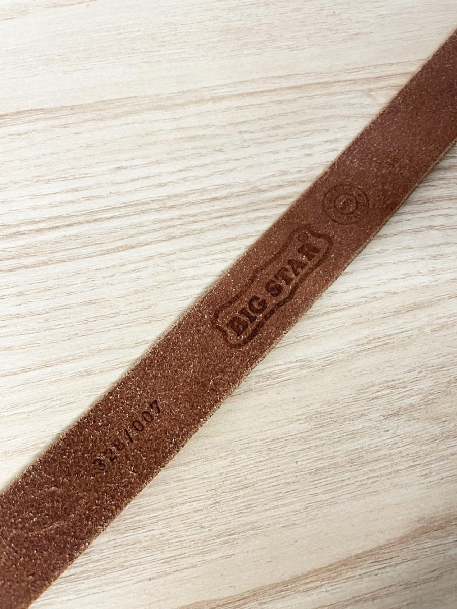 y2k big star leather belt - good market thrift store