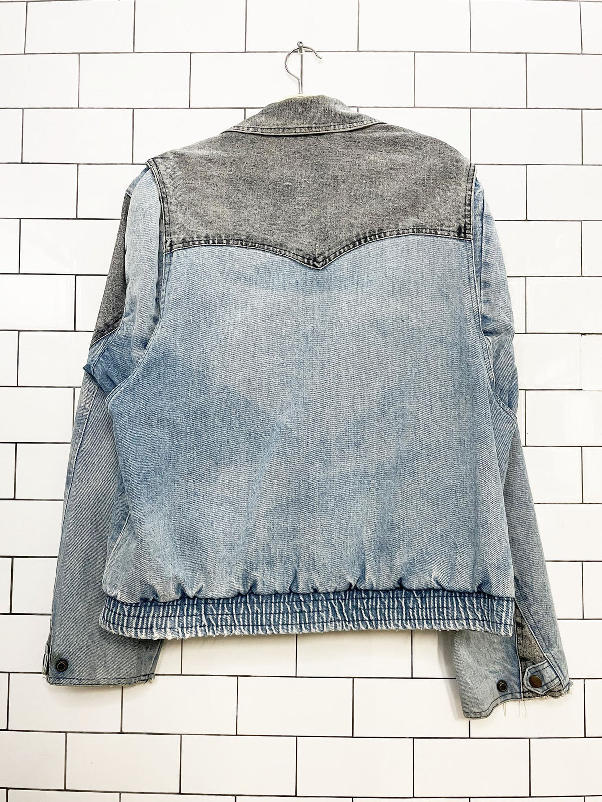 vintage 90s urban equipment two-tone denim bomber jacket | david peyser