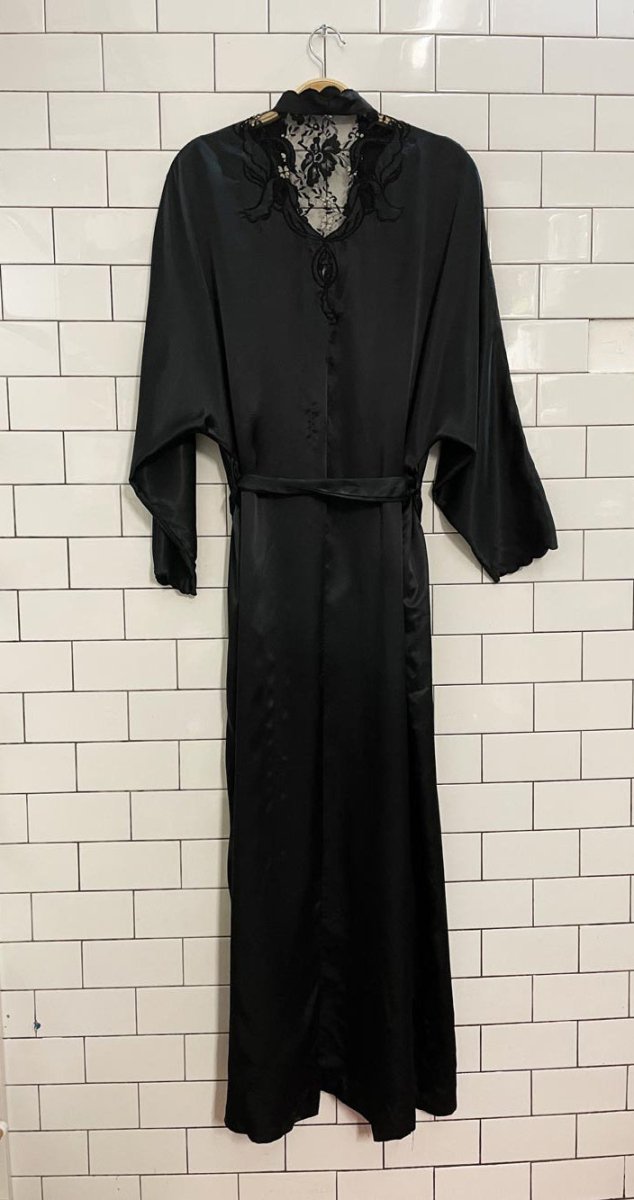 vintage linda lace detail satin robe - good market thrift store