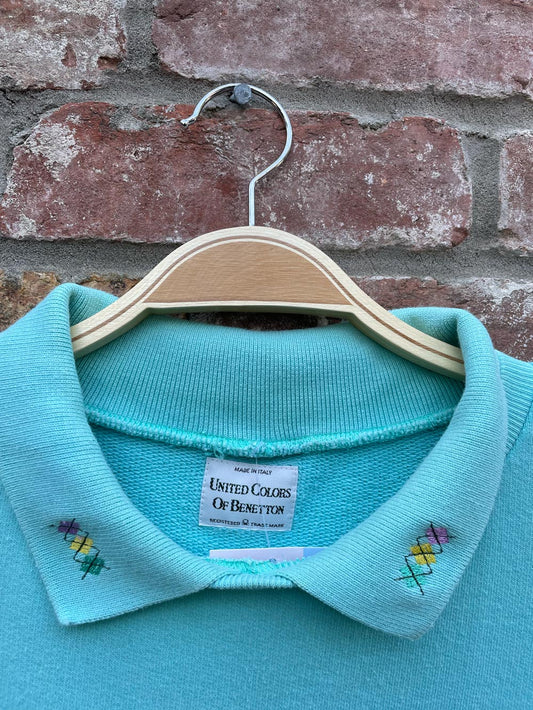 vintage ucob benetton cricket club collared sweatshirt